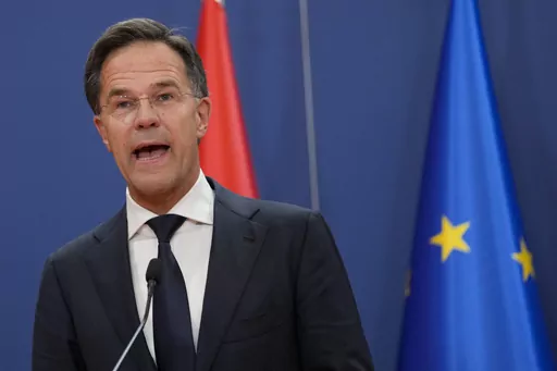 Netherland's Prime Minister Mark Rutte speaks during a press conference at the Serbia Palace, in Belgrade, Serbia, on July 3, 2023. The four parties that make up Prime Minister Mark Rutte's ruling coalition are in tense talks over ways to rein in migration, amid speculation the thorny issue could bring down the administration and force a general election. Rutte, the Netherlands’ longest serving premier, presided over late-night meetings Wednesday and Thursday that failed to broker a deal. More