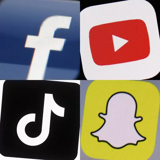 This combination of 2017-2022 photos shows the logos of Facebook, YouTube, TikTok and Snapchat on mobile devices. Teen usage of social media hasn’t dropped much despite rising concerns about its effects on the mental health of adolescents. That's according to a new survey from the Pew Research Institute. But the data also found that roughly one in six teens describe their use of two platforms — YouTube and TikTok — as “almost constant.” Seventy-one percent of teens said they visit YouT