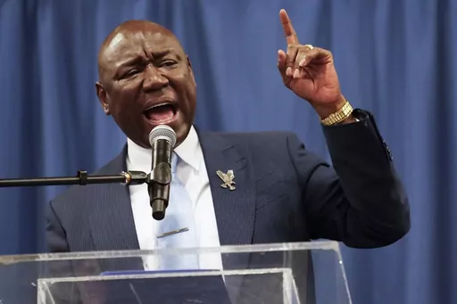 Attorney Ben Crump speaks during rally at Tennessee State University, Oct. 3, 2023, in Nashville, Tenn. Crump said Monday, Oct. 30, in Jackson, Miss., that he is calling on the U.S. Justice Department to investigate why authorities in Jackson waited several months to tell a woman that her son had been struck and killed by a police SUV driven by an off-duty officer. (AP Photo/George Walker IV, File)