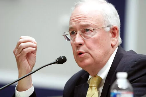Baylor University President Ken Starr testifies at the House Committee on Education and Workforce on college athletes forming unions on May 8, 2014, in Washington. Starr, whose criminal investigation of Bill Clinton led to the president’s impeachment, died Sept. 13, 2022. He was 76. (AP Photo/Lauren Victoria Burke, File)