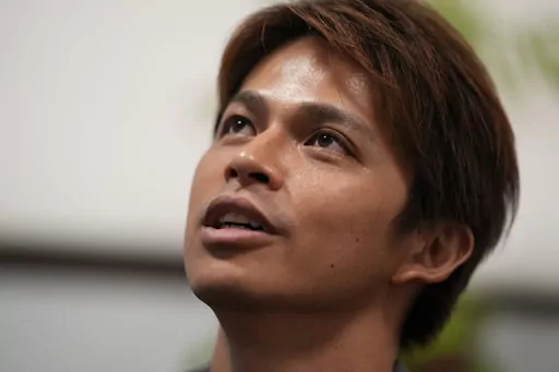 Kazuya Nakamura, a former singer and dancer for Japanese entertainment company Johnny & Associates, speaks during an interview with The Associated Press in Tokyo, Monday, July 3, 2023. Nakamura, who claims he was sexually assaulted by the now deceased founder of Johnny’s, Johnny Kitagawa, said he’s still waiting for Japanese society to recognize what happened to him . (AP Photo/Hiro Komae)