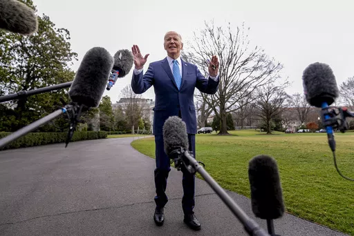 President Joe Biden speaks to members of the media before boarding Marine One on the South Lawn of the White House in Washington, Tuesday, Jan. 30, 2024. Occupants of the White House have grumbled over news coverage practically since the place was built. Now it's Biden's turn: With a re-election campaign underway, there are signs that those behind the president are starting to more aggressively and publicly challenge how he is portrayed. (AP Photo/Andrew Harnik, File)
