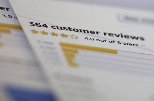 In this April 17, 2019, file photo, online customer reviews for a product are displayed on a computer in New York. Some of the most used platforms for travel and online shopping said Tuesday, Oct. 17. 2023 they’re going to team up to battle fake reviews. Amazon, reviews site Glassdoor and Trustpilot as well as travel companies Expedia Group, Booking.com and Tripadvisor announced they're launching a group called the “Coalition for Trusted Reviews." (AP Photo/Jenny Kane, File)