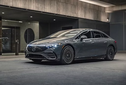 This photo provided by Mercedes-Benz shows the 2023 EQS Sedan, a large electric luxury vehicle with an EPA-estimated range of up to 350 miles. (Courtesy of Mercedes-Benz USA via AP)