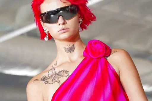 Fashion from the Prabal Gurung Spring Summer 2023 collection is modeled during Fashion Week, Saturday Sept. 10, 2022 in New York. (AP Photo/Bebeto Matthews)