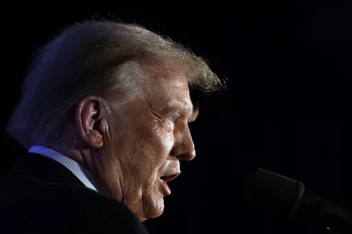 Republican presidential candidate former President Donald Trump speaks at a campaign event in Portsmouth, N.H., Jan. 17, 2024. Trump used his social media platform Friday, Jan. 19, to mock Republican presidential candidate former UN Ambassador Nikki Haley with a racist nickname. The attack comes four days before the New Hampshire primary, in which Haley is trying to establish herself as the only viable Trump alternative in Republicans' 2024 nominating contest. (AP Photo/Matt Rourke, File)