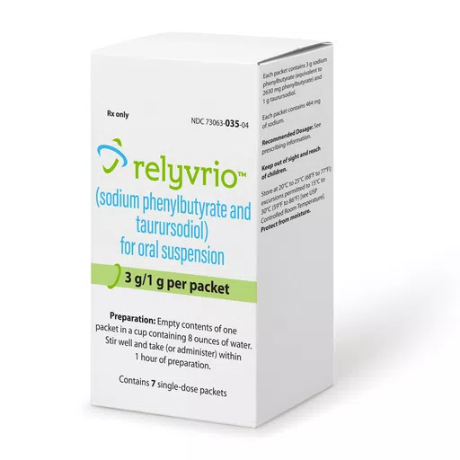 This image provided by Amylyx Pharmaceuticals shows the drug Relyvrio. The maker of a drug for Lou Gehrig’s disease that recently failed in a large study said Thursday, April 4, 2024 it will pull the medicine from the U.S. market, acknowledging it didn't help patients with the deadly neurological condition. (Amylyx Pharmaceuticals via AP)