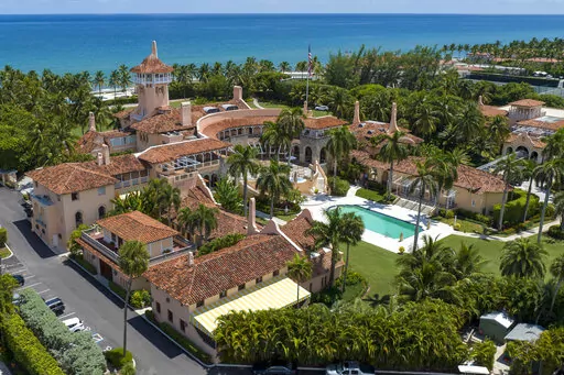 President Donald Trump's Mar-a-Lago estate in Palm Beach, Fla., Aug. 31, 2022. A document purporting to be from the U.S. government and claiming the Treasury Department had information related to the search at Mar-a-Lago was a fabrication. A review of court documents and interviews by The Associated Press shows identical documents were filed in a separate case brought by a federal inmate at a prison medical center in North Carolina.(AP Photo/Steve Helber)