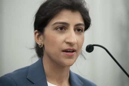 Lina Khan, the nominee for Commissioner of the Federal Trade Commission (FTC), speaks during a Senate Committee on Commerce, Science, and Transportation confirmation hearing, April 21, 2021 on Capitol Hill in Washington. U.S. antitrust enforcers are launching an inquiry into how big tech companies such as Microsoft, Amazon and Google are holding sway over artificial intelligence startups, Khan said Thursday, Jan. 25, 2024. (Saul Loeb/Pool Photo via AP, File)