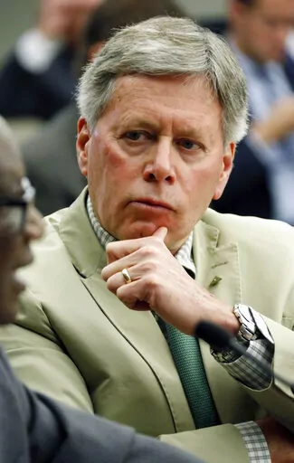 Delta State University President William LaForge attends a state College Board meeting in Jackson, Miss., June 18, 2015. LaForge, who has served as the president of Delta State since 2013, will depart at the end of June 2022. Beginning July 1, Butch Caston will begin serving as interim president. (AP Photo/Rogelio V. Solis, File)