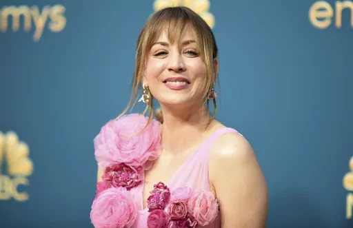 Kaley Cuoco arrives at the 74th Primetime Emmy Awards, Sept. 12, 2022, at the Microsoft Theater in Los Angeles. Cuoco, star of “The Flight Attendant” and “The Big Bang Theory,” posted to Instagram on Saturday, April 1, 2023, that she and fellow actor Tom Pelphrey now have a daughter named Matilda Carmine Richie Pelphrey. (Photo by Richard Shotwell/Invision/AP, File)