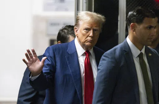 Former President Donald Trump appears at Manhattan criminal court before his trial in New York, Tuesday, April 30, 2024. (Justin Lane/Pool Photo via AP)