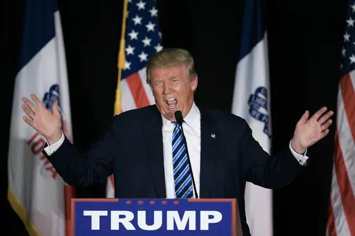 Republican presidential candidate Donald Trump speaks during a campaign stop in Council Bluffs, Iowa, Dec. 29, 2015. When Trump steps before a judge next week to be arraigned in a New York courtroom, it will not only mark the first time a former U.S. president has faced criminal charges. It will also represent a reckoning for a man long nicknamed "Teflon Don," who until now has managed to skirt serious legal jeopardy despite 40 years of legal scrutiny. (AP Photo/Nati Harnik, File)