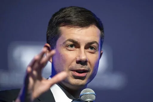 Transportation Secretary Pete Buttigieg, speaks to the Transportation Research Board gathering in Washington, Jan. 11, 2023. (AP Photo/Manuel Balce Ceneta, File)