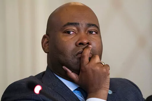 Democratic National Committee chair attends a DNC Rules and Bylaws Committee meeting Dec. 2, 2022, in Washington. A week after bitter divisions dominated a national Republican gathering, Democrats holding their own meeting are anxious to showcase just how much they agree on. There will be no party chair fight since Harrison isn't up for reelection until 2025.(AP Photo/Nathan Howard, File)