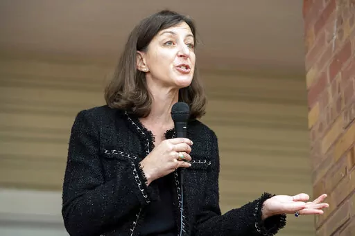 Rep. Elaine Luria, D-Va.,representing the 2nd district in Virginia, speaks at an event on Oct. 30, 2022 in Suffolk, Va. Luria is spending the closing days of her reelection campaign in the new parts of her Virginia district to gain the support of Black residents whose votes could well determine if she gets a third term. (AP Photo/Mike Caudill, File)