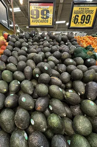 Avocados are displayed for sale at a grocery store in Waukegan, Ill., Wednesday, Sept. 25, 2024. (AP Photo/Nam Y. Huh, File)