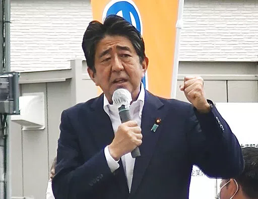  In this image from a video, Japan's former Prime Minister Shinzo Abe makes a campaign speech in Nara, western Japan shortly before he was shot on July 8, 2022. Public outrage, handwringing and vows of defiance in media and among political commentators are widespread in Japan following the daylight assassination of Abe. (Kyodo News via AP, File)