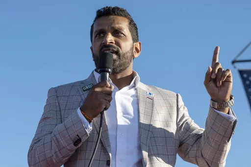 Kash Patel speaks at a rally in Minden, Nev., Oct. 8, 2022. Patel, said Tuesday, Dec. 5, 2023, that if the former president is elected again, his administration will retaliate against people in the media "criminally or civilly." Patel said on Steve Bannon's podcast that a future administration would "go out and find the conspirators not just in government, but in the media" over the 2020 presidential election. (AP Photo/José Luis Villegas, File)