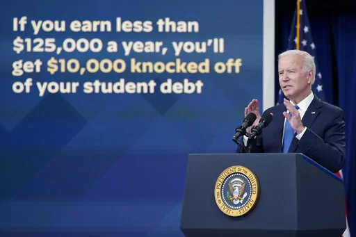 President Joe Biden speaks about the student debt relief portal beta test in the South Court Auditorium on the White House complex in Washington, Monday, Oct. 17, 2022. (AP Photo/Susan Walsh)
