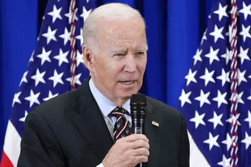 President Joe Biden speaks about the PACT Act, which helps veterans get screened for exposure to toxins, at the Major Joseph R. "Beau" Biden III National Guard/Reserve Center in New Castle, Del., Friday, Dec. 16, 2022. (AP Photo/Manuel Balce Ceneta)