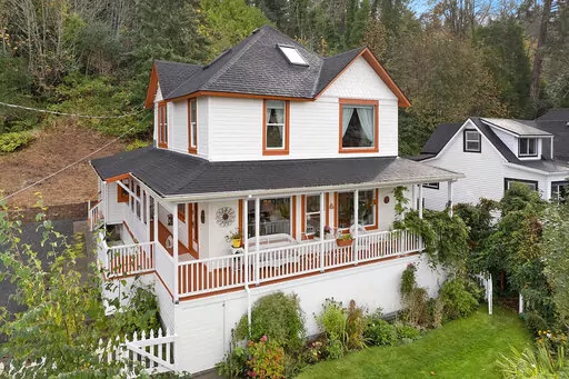 In this undated photo provided by RETO Media is the house featured in the Steven Spielberg film "The Goonies" in Astoria, Ore. The Victorian home, built in 1896 with sweeping views of the Columbia River as it flows into the Pacific Ocean, is now for sale has been listed with an asking price of $1.7 million. Since the film was released in 1985, fans have flocked to the home, and the owner has long complained of constant crowds and trespassing. (RETO Media via AP)