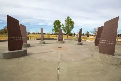 A memorial to honor the victims of the 2019 Walmart mass shooting, is pictured on Tuesday, March 25, 2025, in El Paso, Texas. (AP Photo/Andres Leighton)