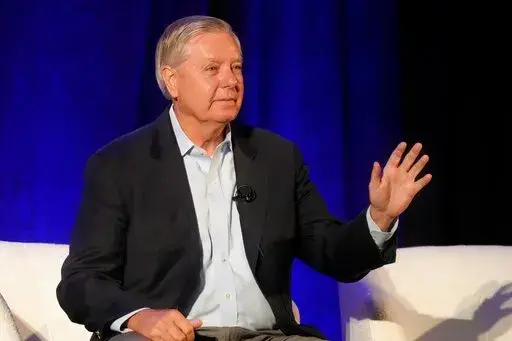 United States Sen. Lindsey Graham, R-S.C., addresses business leaders during a congressional conversation sponsored by the South Carolina Chamber of Commerce, Thursday, Aug. 18, 2022, in Columbia, S.C. (AP Photo/Meg Kinnard)