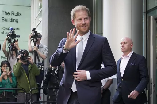 Prince Harry leaves the High Court after giving evidence in London, Wednesday, June 7, 2023. Prince Harry is seeking 320,000 pounds ($406,000) in his phone hacking lawsuit against Mirror Group Newspapers. The Duke of Sussex's lawyer submitted the claim in a court document Friday, June 30, 2023, at the conclusion of the trial that began in early May. (AP Photo/Kin Cheung, File)