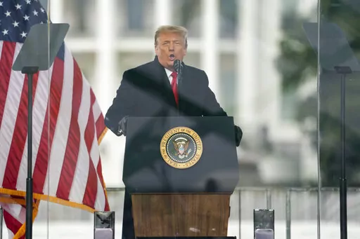 President Donald Trump speaks during a rally protesting the electoral college certification of Joe Biden as President in Washington, Jan. 6, 2021. Members of the House committee investigating the events of Jan. 6 will hold their first prime time hearing Thursday, Jan. 9, to share what they have uncovered about former President Trump’s efforts to overturn the results of the 2020 election, culminating in the deadly storming of the Capitol building. (AP Photo/Evan Vucci, File)