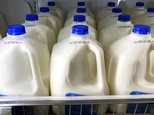 Milk is displayed at a grocery store in Philadelphia, Tuesday, July 12, 2022. Food and Drug Administration officials issued guidance that says plant-based beverages don’t pretend to be from dairy animals – and that U.S. consumers aren’t confused by the difference. (AP Photo/Matt Rourke, File)