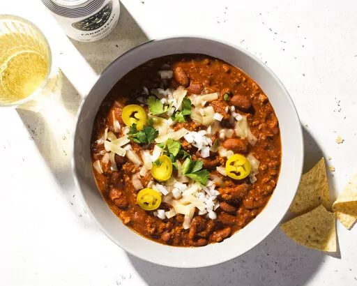 This image released by Milk Street shows a recipe for Beef and Bean Chili. (Milk Street via AP)