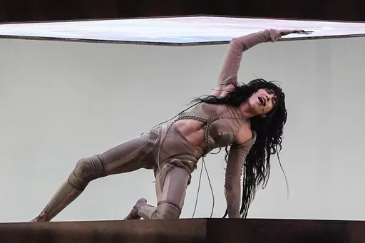 Loreen of Sweden performs during a dress rehearsal for the first semifinal at the Eurovision Song Contest at the M&S Bank Arena in Liverpool, England, Monday, May 8, 2023. (AP Photo/Martin Meissner)